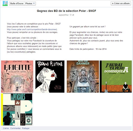 Concours sur la page Facebook de Bulle d’Encre