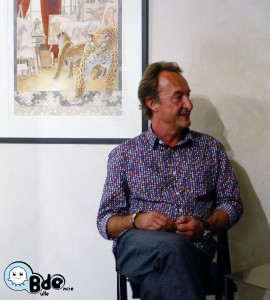 Exposition de planches de Perico à la Galerie Champaka et échange avec Philippe Berthet