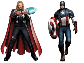 Premiers croquis pour Thor et Captain America